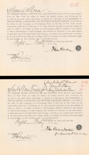 Pair of Delaware, Lackawanna and Western Railroad Co. Appointments signed by Samuel Sloan - 1890 dated Autographs