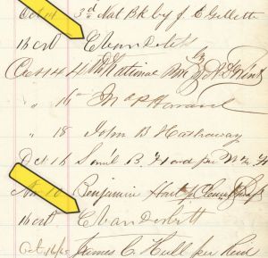 Commodore Cornelius Vanderbilt signed TWICE Stockholders of Hudson River Rail Road Co Ledger Sheet - Also signed by WH Vanderbilt and Cornelius Vanderbilt Jr.