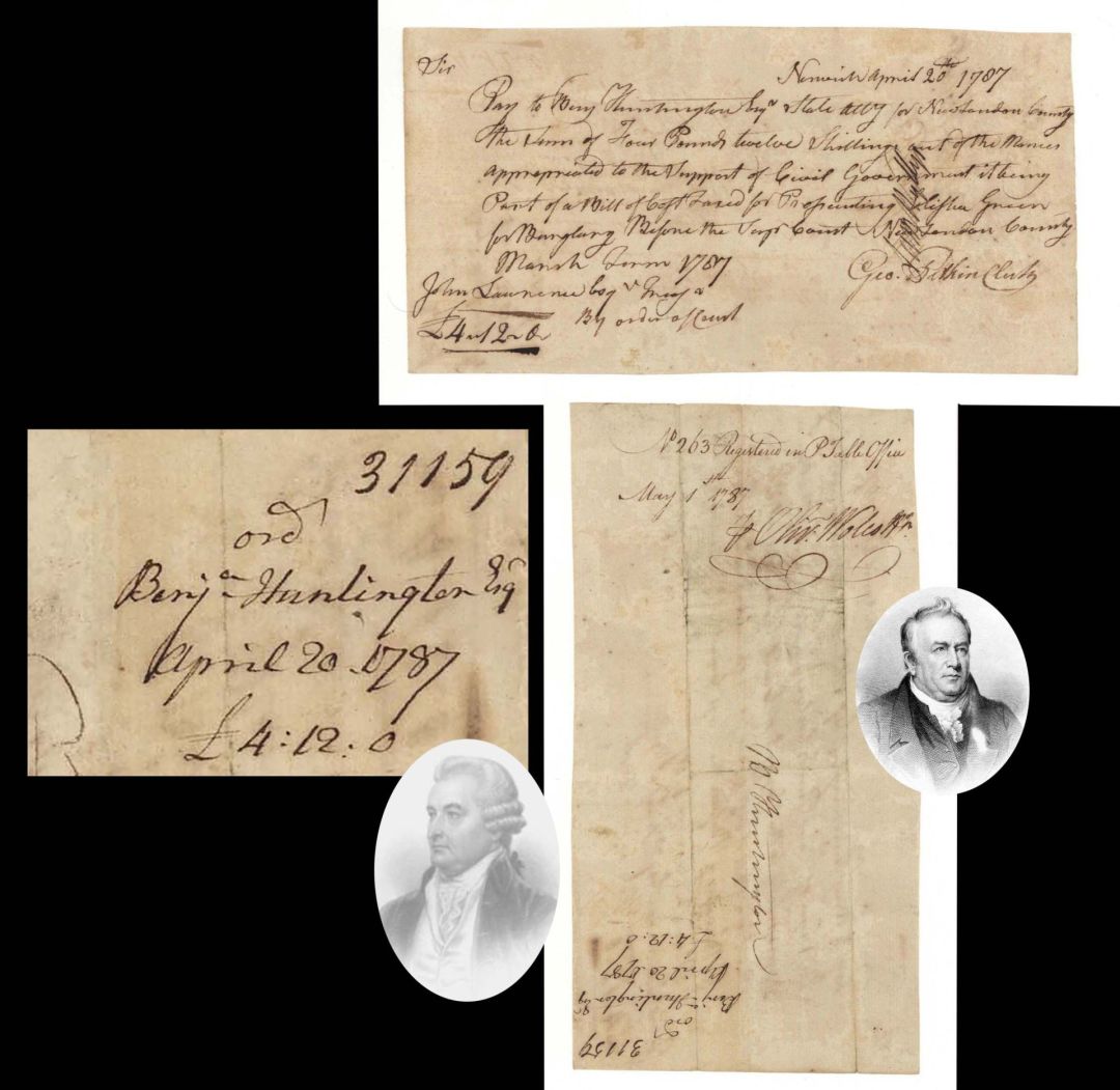 Pay Order signed by Benjamin Huntington, Samuel Wyllys and Oliver Wolcott, Jr. - 1797 Dated Autograph