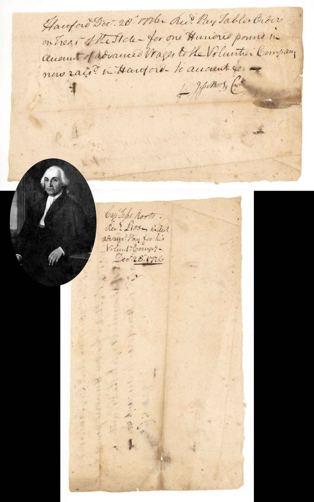 1776 dated Pay Table Document Signed by Jesse Root - Autograph - American Revolutionary War