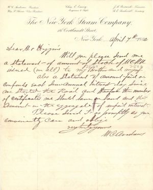 Letter signed by W.C. Andrews - 1882 dated Autograph