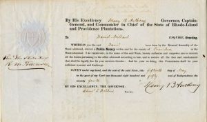 Public Notary appointment signed by Henry B. Anthony - SOLD