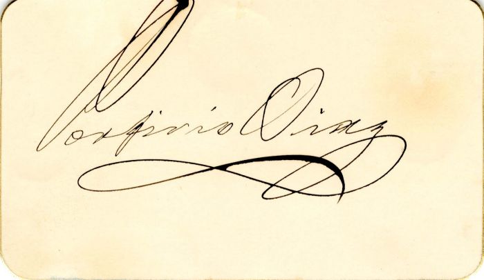 Card signed by Porfirio Diaz