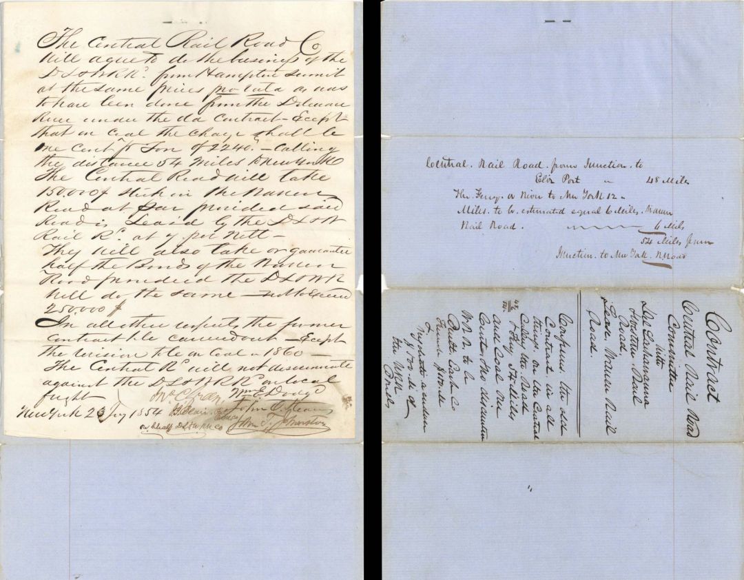 Letter signed by William E. Dodge and John Taylor Johnston -  1854 dated Autograph