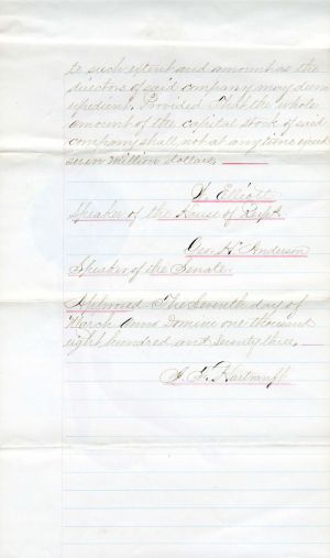 Document signed by J.F. Hartranft