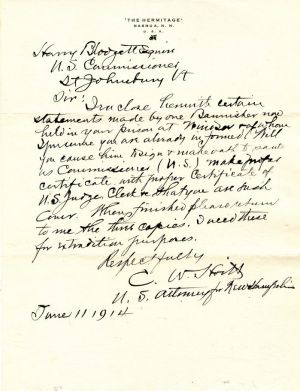 C.W. Hoitt signed Letter