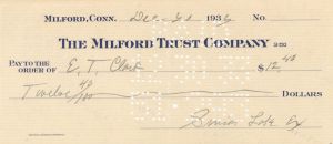 Milford Trust Company Check signed by Simon Lake Ex - Autographs