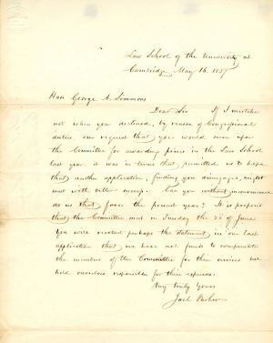Letter signed by Joel Parker