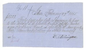 $5,000 Note signed by E. Remington II or Jr. - Founder of Remington and Sons - 1855 dated Autograph