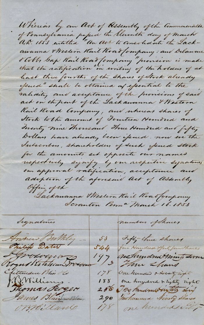 Document signed by Thomas Rogers