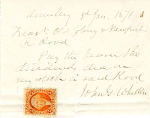 Autographed Note signed by John G. Whittier