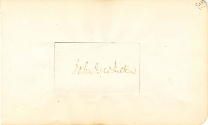 Card signed by John G. Whittier