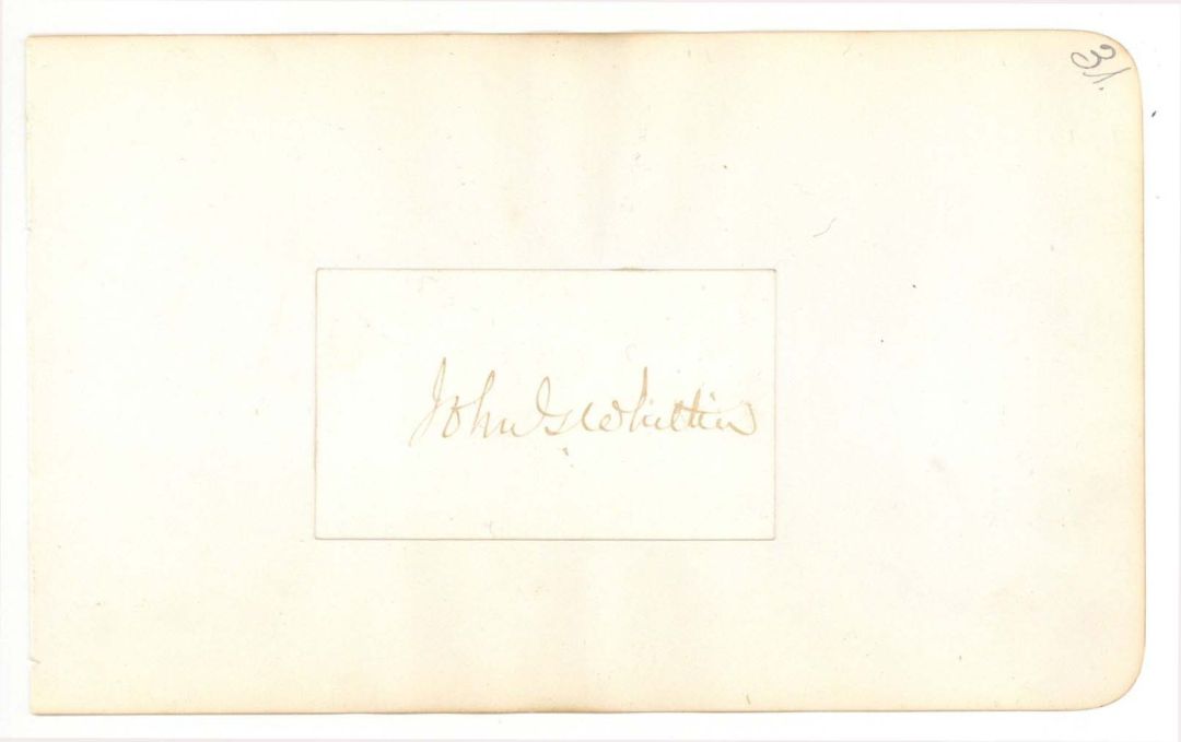 Card signed by John G. Whittier - 1800's Autograph