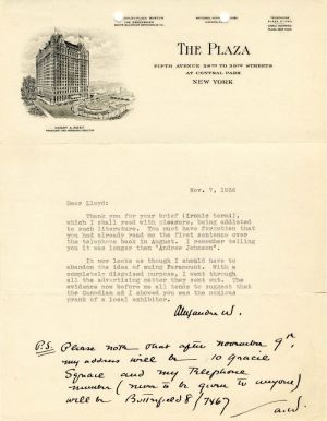 Typed Letter signed by Alexander Woolcott - SOLD
