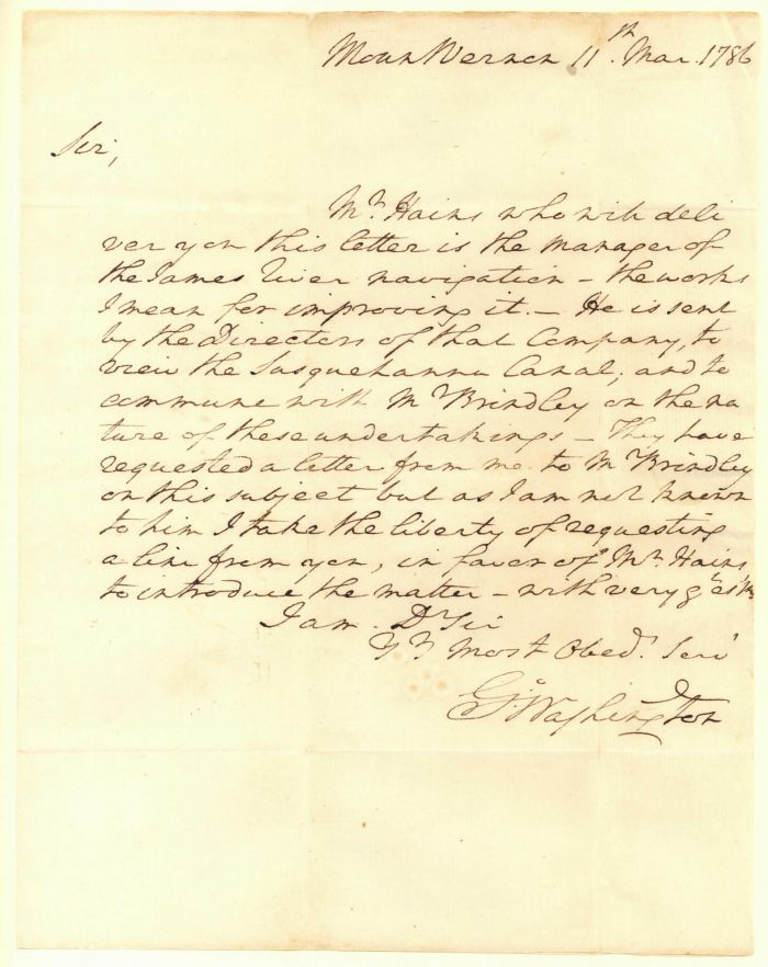 George Washington Autograph Letter Signed - ALS - 1786
