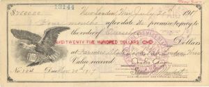 Check signed by Charles Edison - 1917 dated Autograph