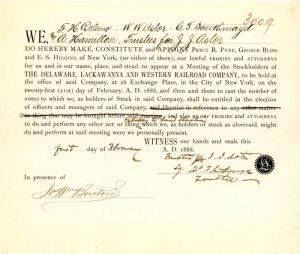 Trustees sign for J.J. Astor for Delaware, Lackawanna and Western Railroad Co.