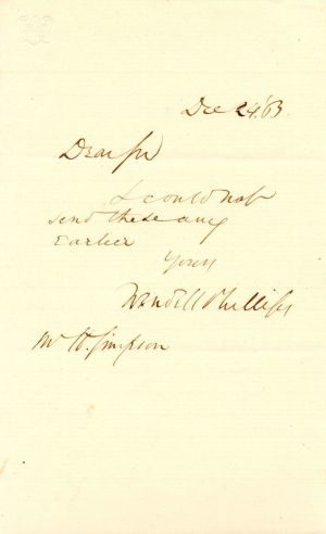 Note signed by Wendell Phillips and M.H. Simpson - Autograph - SOLD