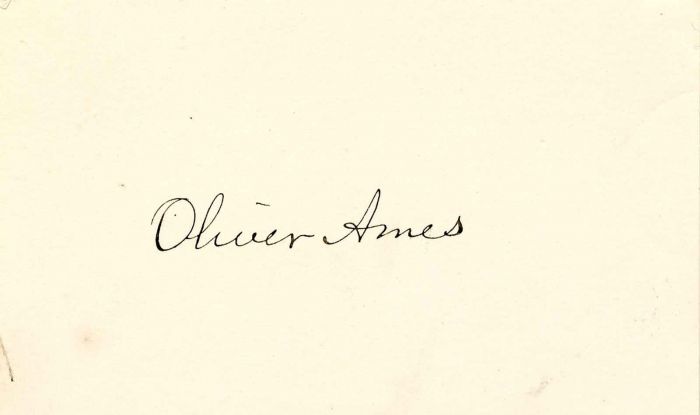 Card signed by Oliver Ames