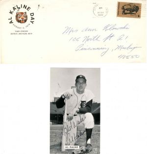 Card signed by Al Kaline - SOLD