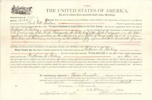Land Grant signed by secretary for T. Roosevelt - Americana - SOLD