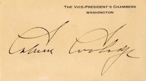 Autographed Card signed by Calvin Coolidge - SOLD