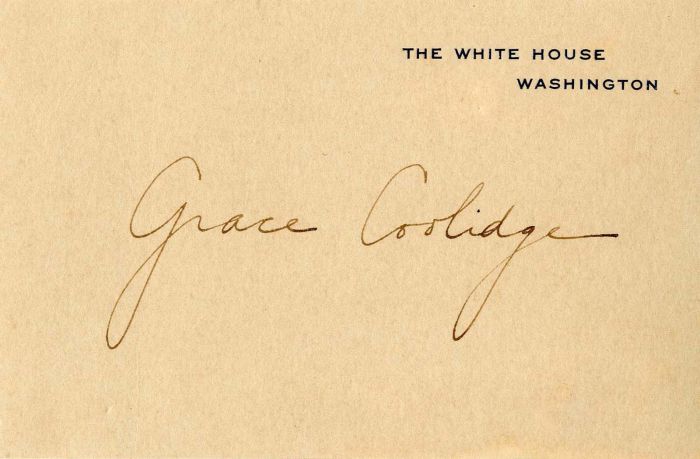 Autographed Card signed by Grace Coolidge - White House Card