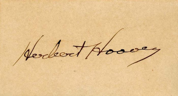 Autographed Card signed by Herbert Hoover