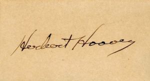 Autographed Card signed by Herbert Hoover - SOLD