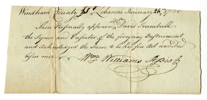 William Williams signed document - Signer of the Declaration of Independence