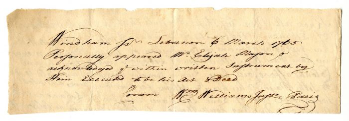 William Williams signed document - Signer of the Declaration of Independence