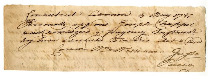 William Williams signed document - Signer of the Declaration of Independence