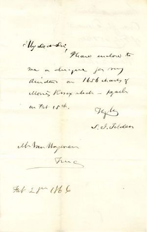 Autographed Letter signed by Samuel J. Tilden - SOLD