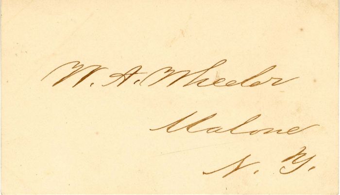 Card signed by W. A. Wheeler