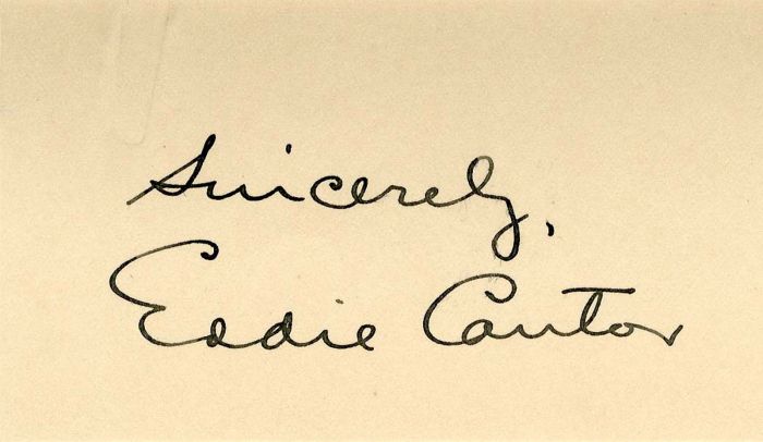 Eddie Cantor signed Card