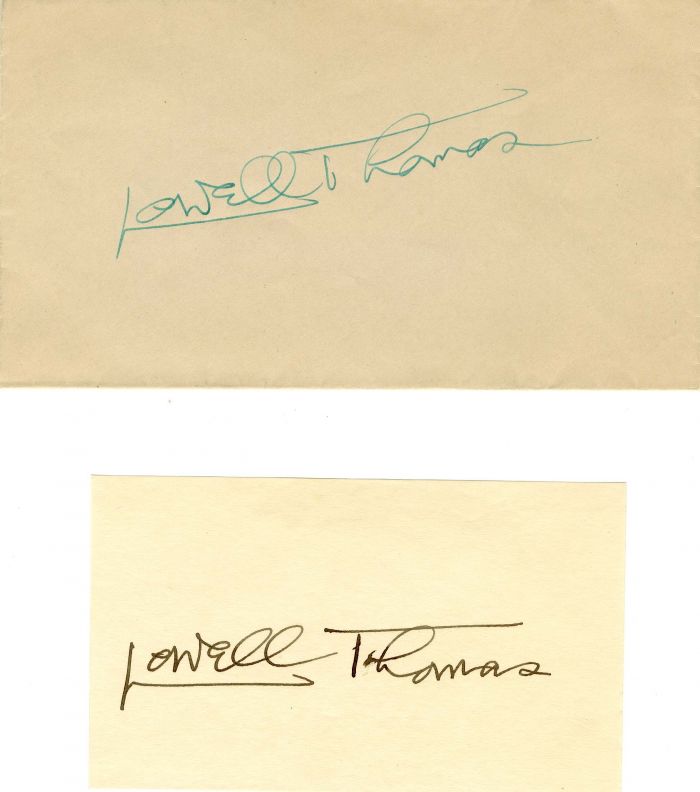 Card and Cover signed by Lowell Thomas