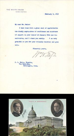 Letter signed by William H. Taft - 1912 dated Autograph