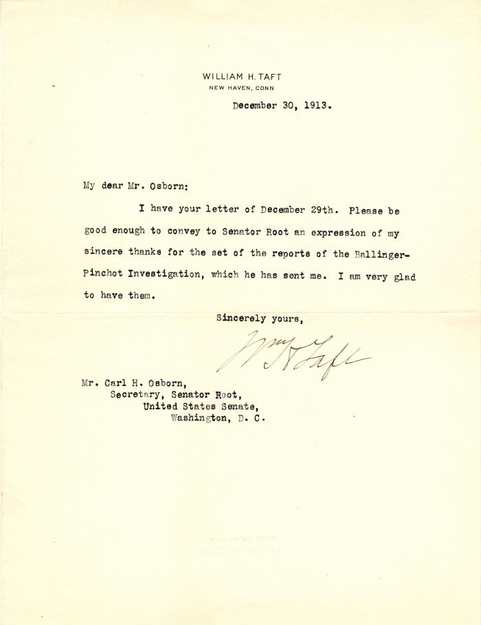 Letter signed by Wm. H. Taft