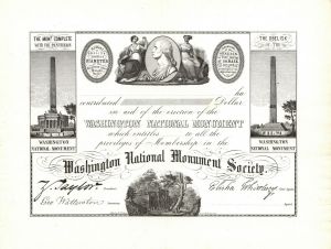 Washington National Monument Society Membership Certificate with Facimile Signature of Zachary Taylor - Americana