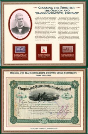 Sidney Dillon signed Oregon and Transcontinental Co. - Stock Certificate