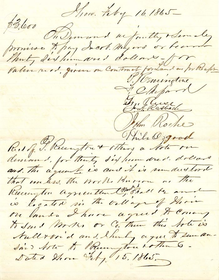 Autographed Letter signed by Philo Remington