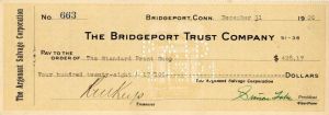 Simon Lake signed Check
