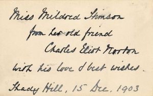 Card signed by Charles Eliot Norton - Autographs