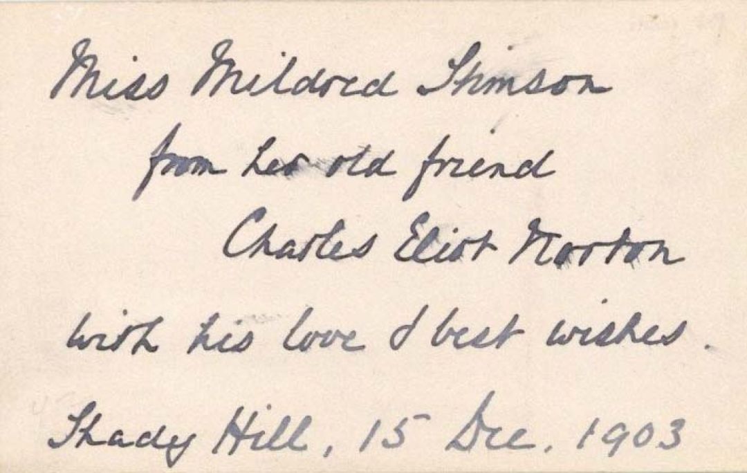Card signed by Charles Eliot Norton - 1903 dated Autographs