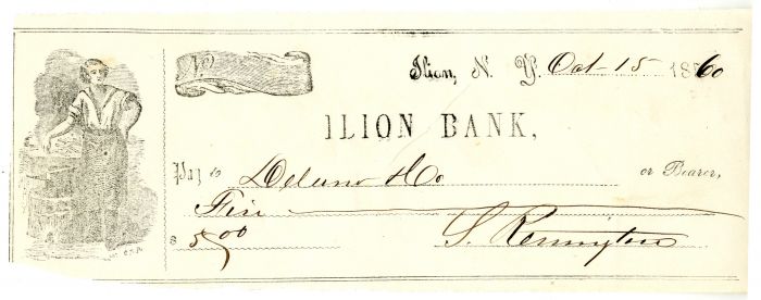 Check signed by Samuel Remington - Autographed Check