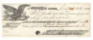 Check signed by E. Remington III - 1860 dated Autographed Check
