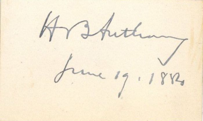 Card signed by Senator H.B. Anthony - Autograph