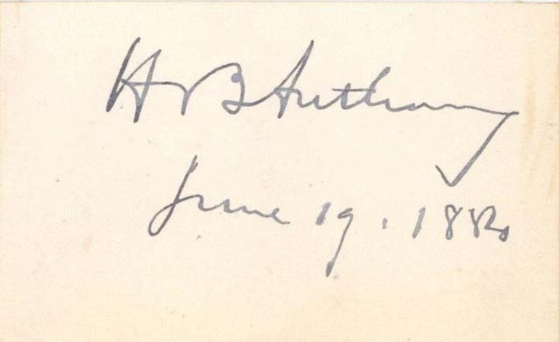 Card signed by Senator H.B. Anthony - Autograph