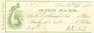 Check issued to E. Remington & Sons - Autographed Check