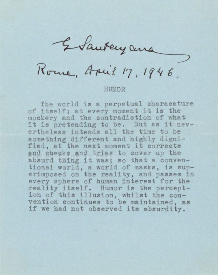 Typescript signed by George Santayana - Poet & Philosopher Autograph